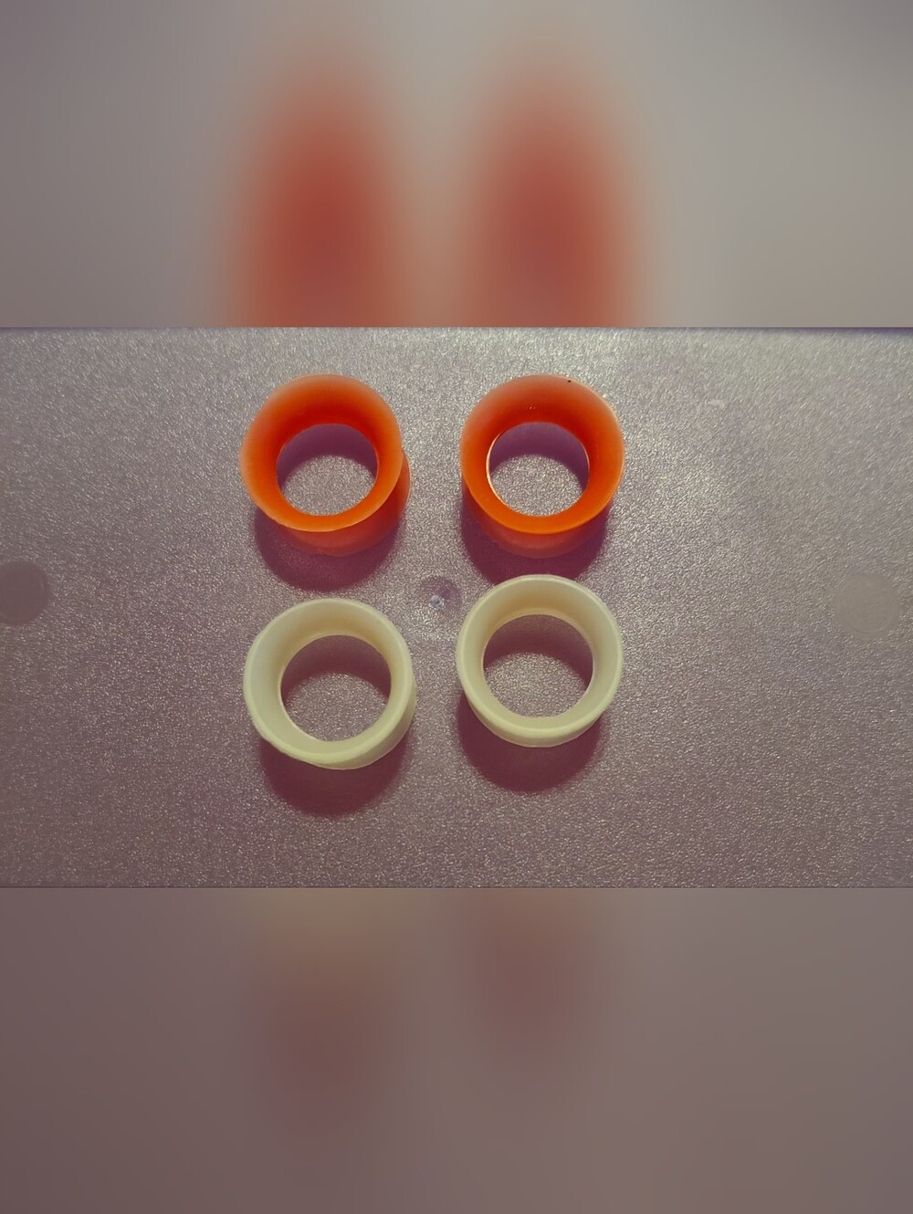 Urban Body Jewelry Set Of 2 Tunnels 9/16 Guage In Red/orange & White